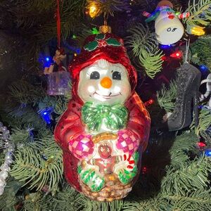 Vintage RARE Christopher Radko the Snowbergs Dual sided Christmas Tree Ornament